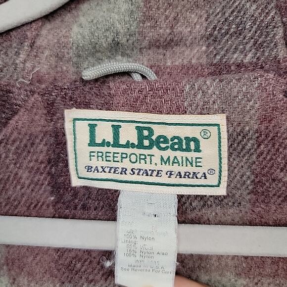 Vintage LL Bean Jacket Coat Sz M Pink Baxter State Parka Hooded Plaid Wool Lined - Picture 7 of 16